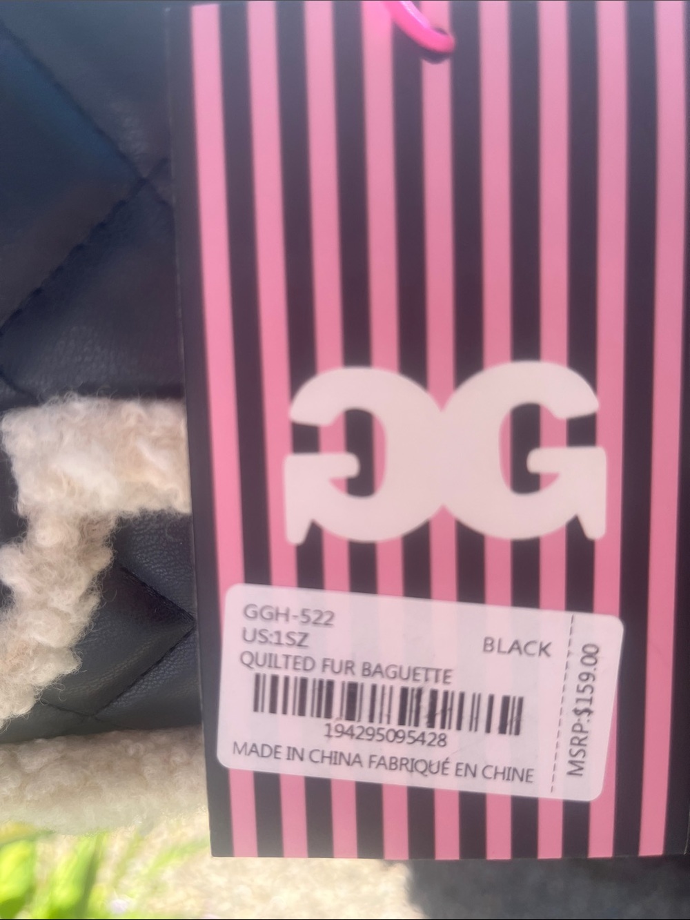 Gilda Paris Black Quilted Shearling-Trim Shoulder Bag NWT Retail $159 - Picture 7 of 9